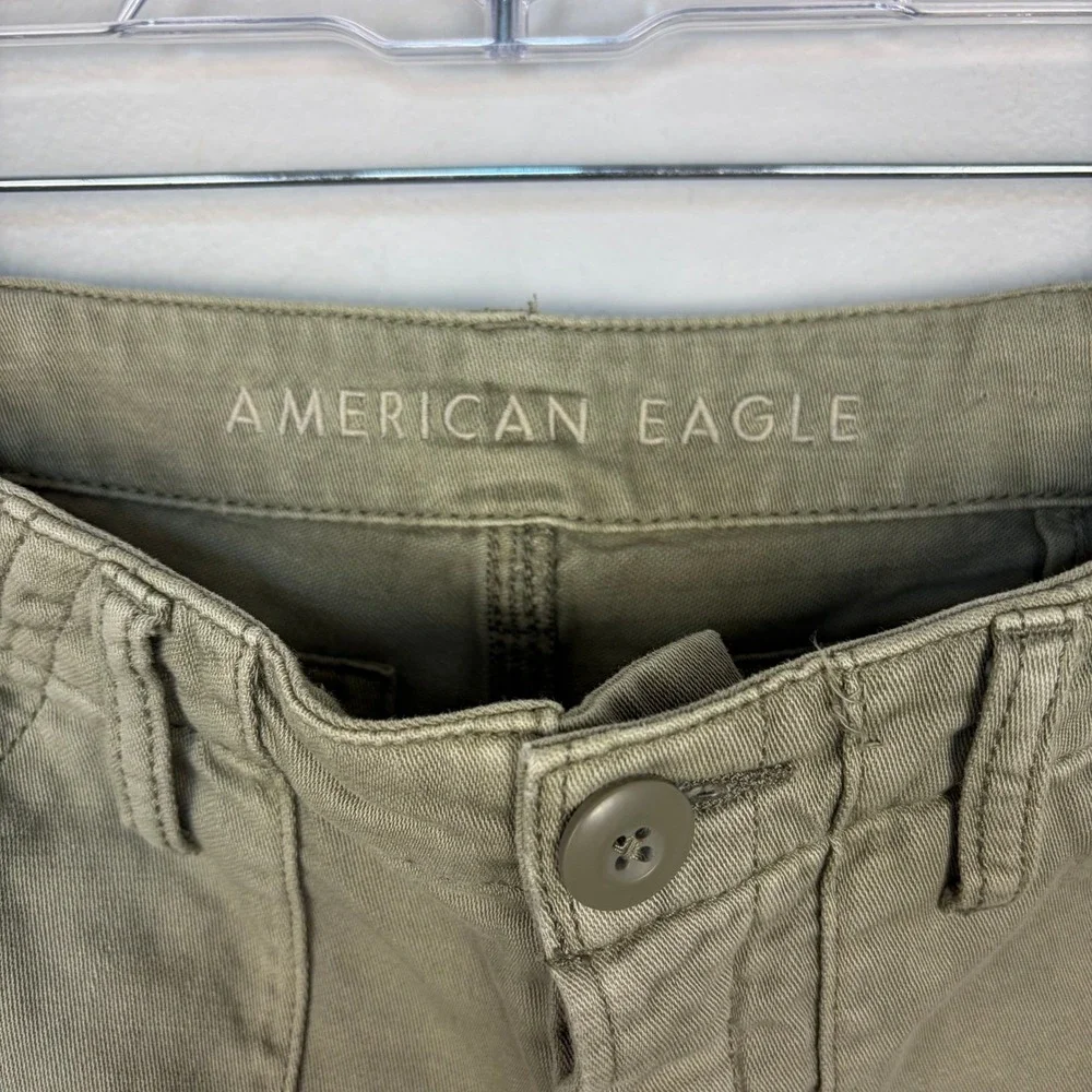 American Eagle Twill Cutoff Shorts Green Y2K Summer Casual Gorpcore Size 0‎
